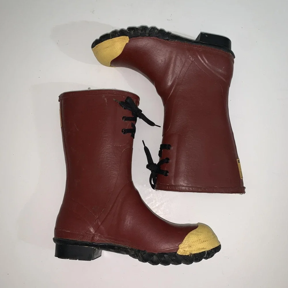 Vintage Ranger Safety Electrical Boots Mens 12 Red Rubber  Steel Toe Made USA